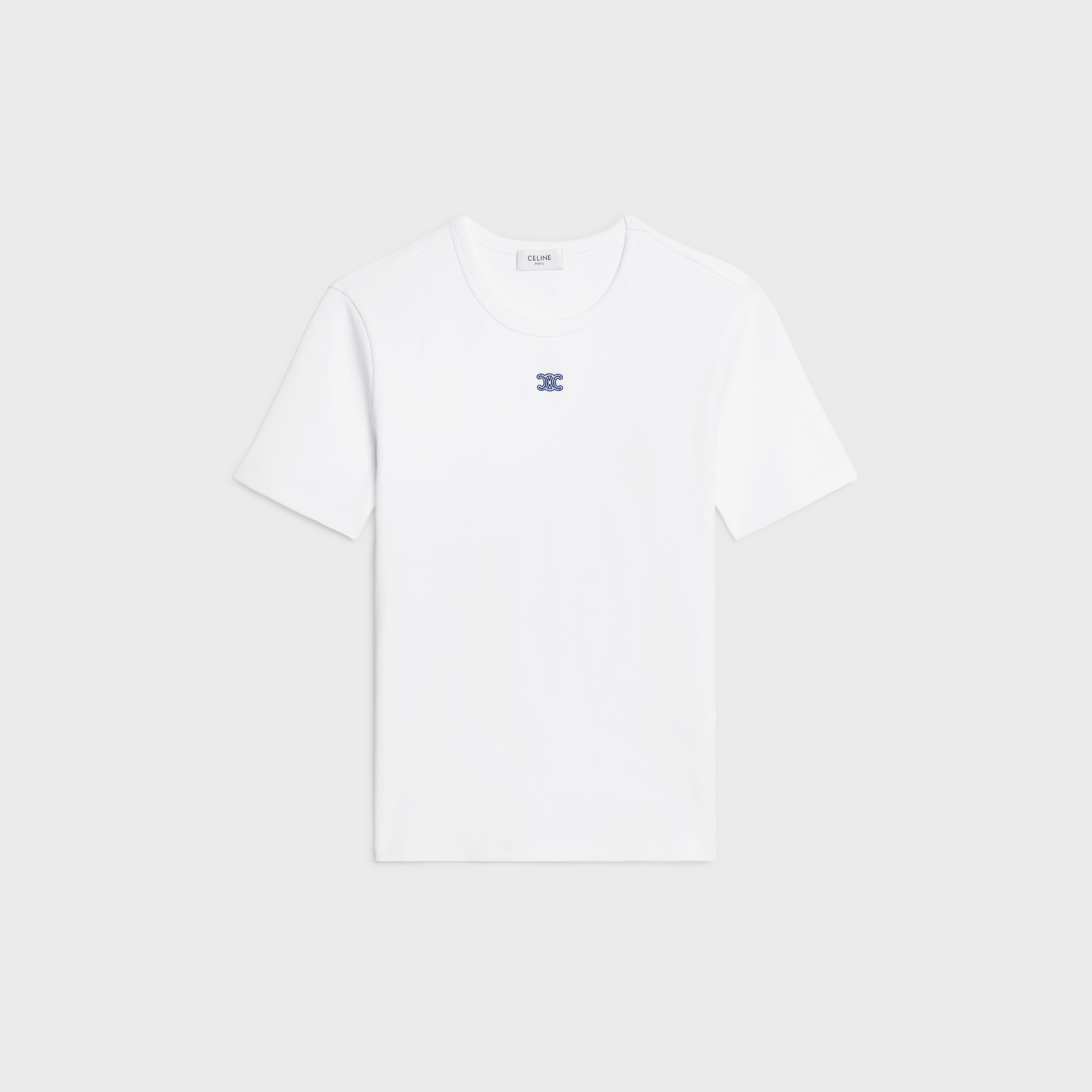 【送料無料】トリオンフ リンガー T シャツ M サイズ 美品 <Celine> トリオンフ Tシャツ / リブ編みコットンジャージー - オフホワイト
